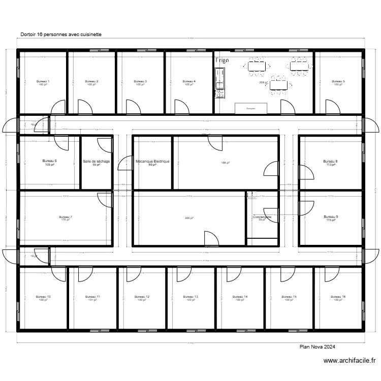 16 personnes +  cuisine rta. Plan de 