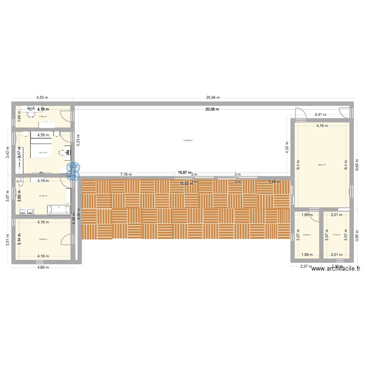 maison 1. Plan de 8 pièces et 177 m2