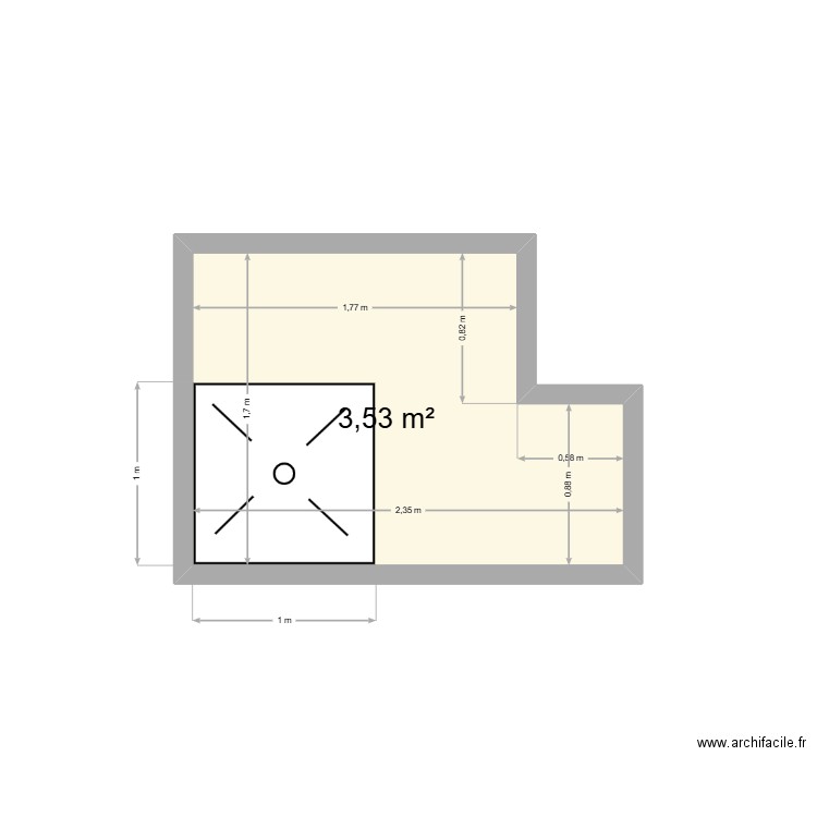 Plan SDB CRAMER. Plan de 1 pièce et 4 m2