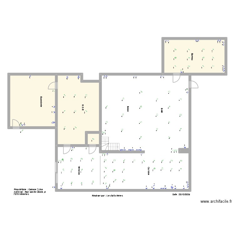 franki plan electrique. Plan de 4 pièces et 88 m2