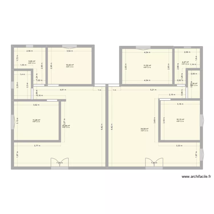 jobi2. Plan de 9 Pièces et 126 m²