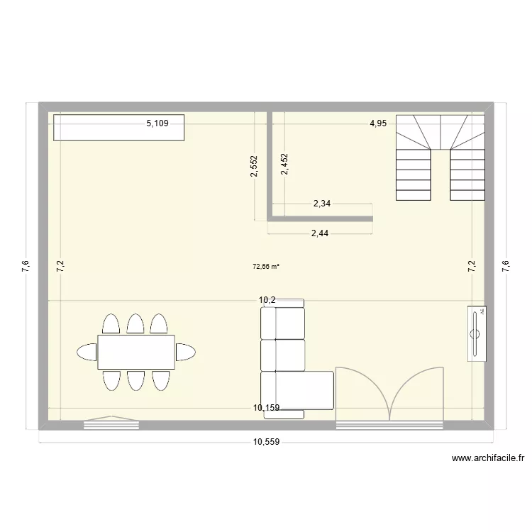 sotteville. Plan de 1  et 73 m²