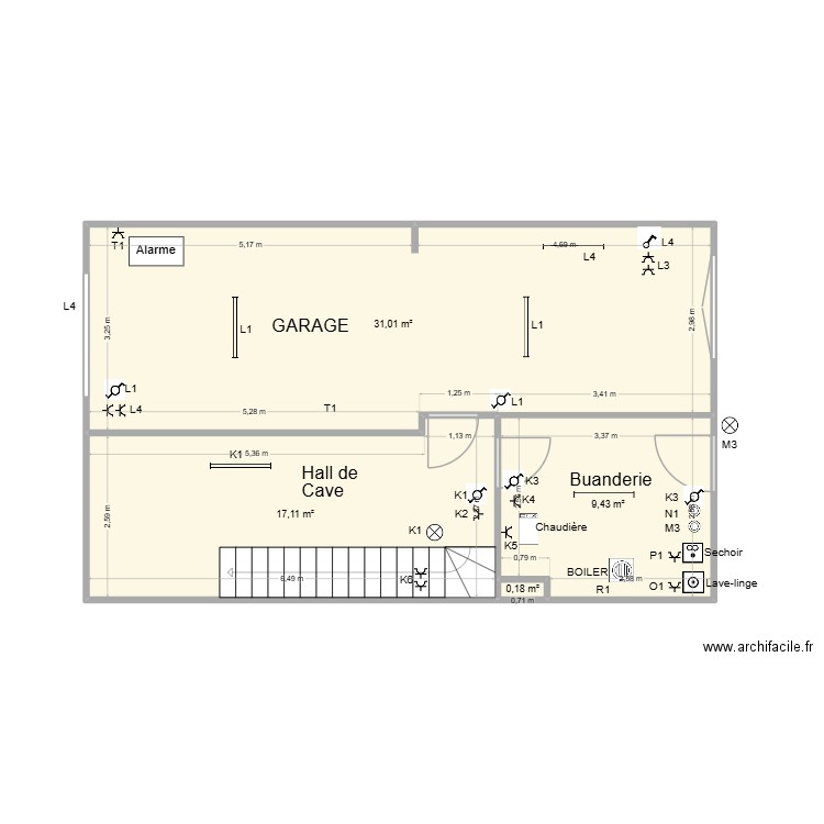 VAVA CAVES. Plan de 4 pièces et 58 m2
