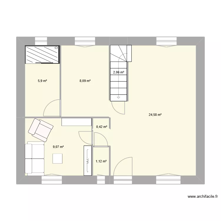 Maison Papa et Maman 2. Plan de 7  et 51 m²