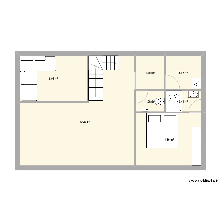 idée étage. Plan de 10 pièces et 126 m2