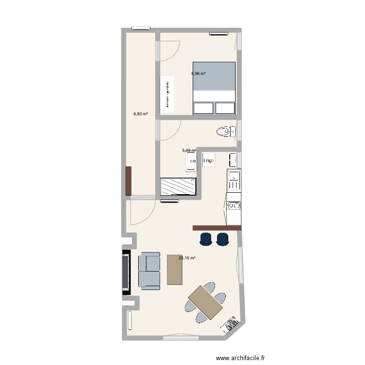Salon Appart. Plan de 0 pièce et 0 m2