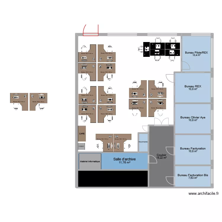 Plan Bureaux Transport. Plan de 9  et 91 m²