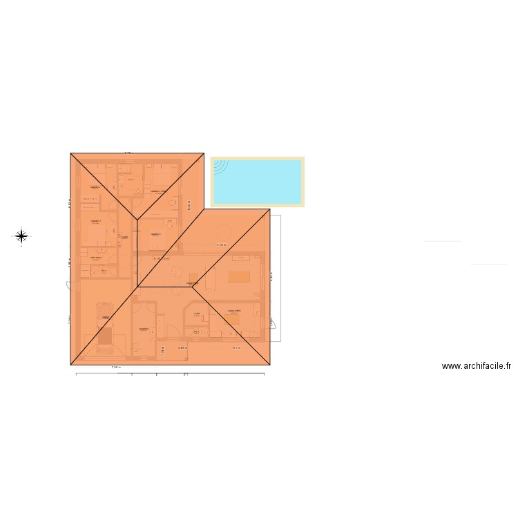 Gorisse PP9 bis. Plan de 14 pièces et 204 m2