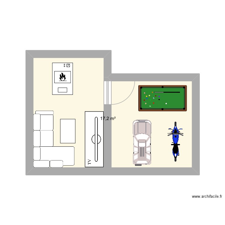 Llllllll. Plan de 1 pièce et 17 m2