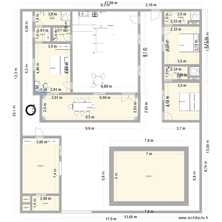 projet somone 31 05 2025. Plan de 16 pièces et 144 m2