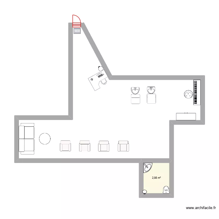 ssalon ta capter. Plan de 1 pièce et 3 m²
