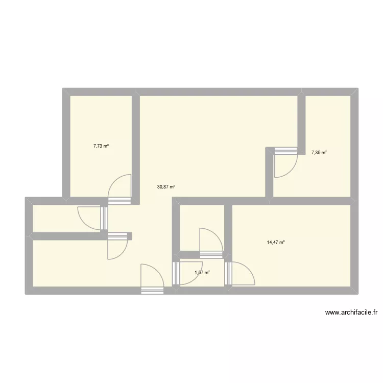 appart. Plan de 5  et 62 m²
