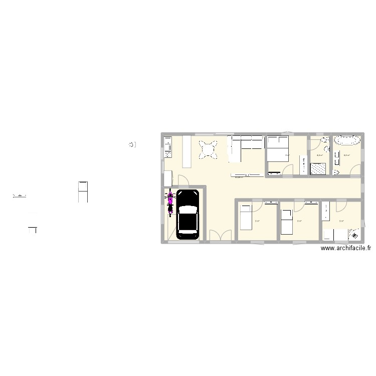 dzd. Plan de 8 pièces et 112 m2