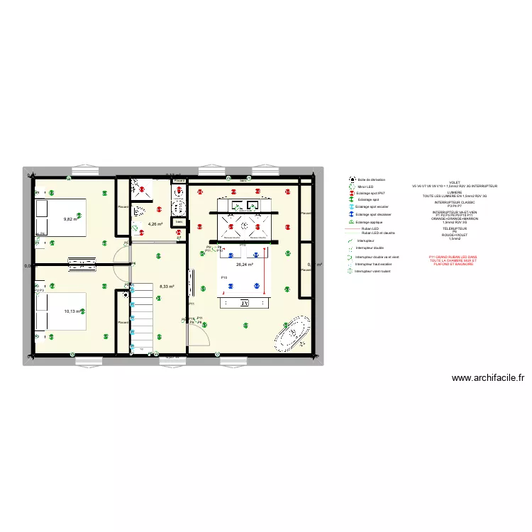 festigny 1 &eacute;tage LUMIERE ET INTERRUPTEUR. Plan de 