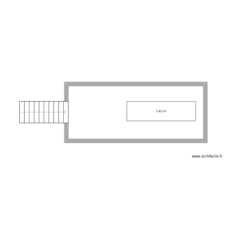 batiment avec sous-sol. Plan de 1 pièce et 3 m2