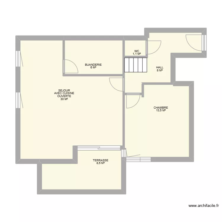 DUPLEX RABANERE 1. Plan de 6  et 67 m²