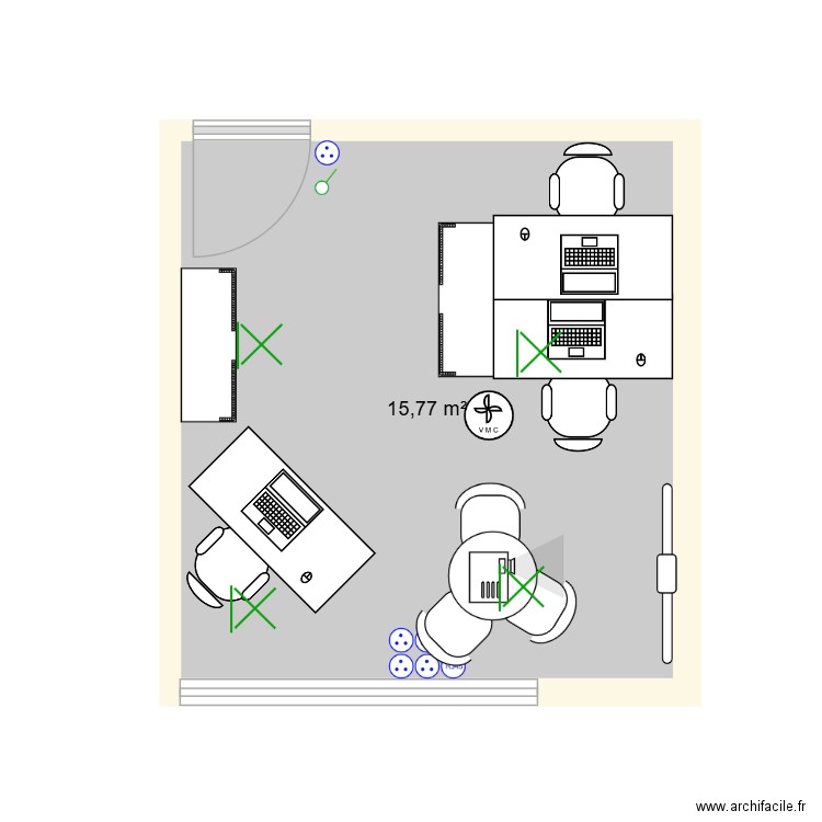 bureau communication v2. Plan de 1 pièce et 16 m2