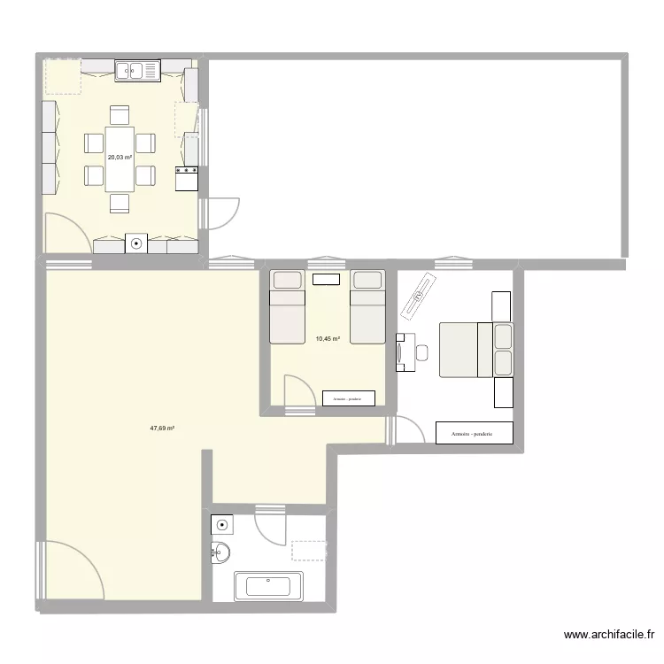 Wallouda. Plan de 3 et 78 m² Wallouda. Plan de 3 et 78 m²