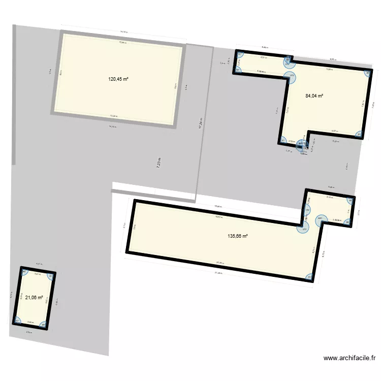 Tr&eacute;voux. Plan de 4  et 361 m²