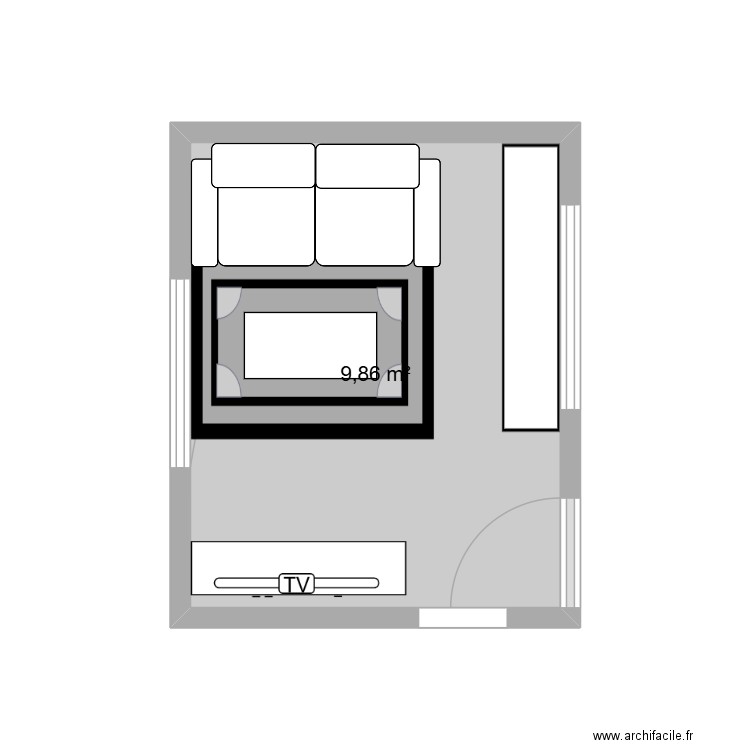 salon. Plan de 1 pièce et 10 m2