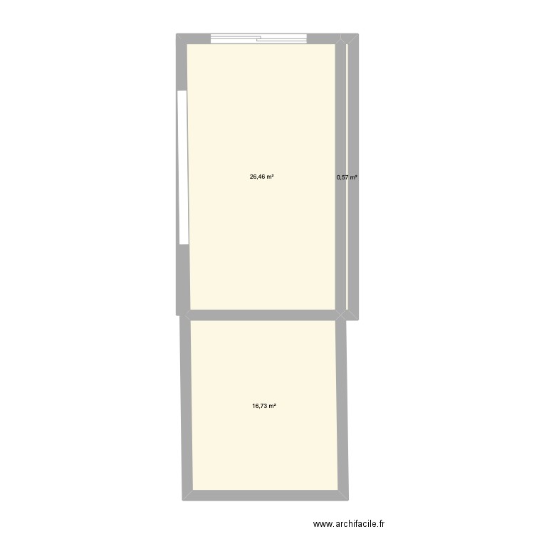conquête étage. Plan de 3 pièces et 44 m2