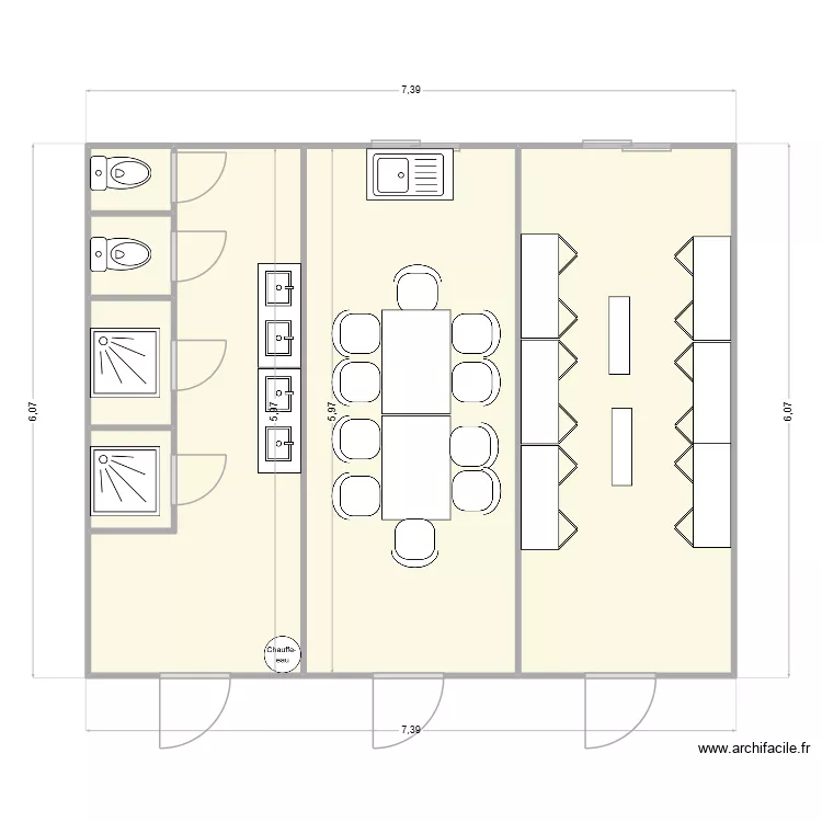 LES TROQUES CHANTIER CHAPONOST. Plan de 7  et 43 m²