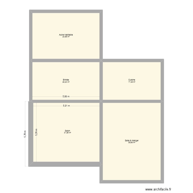 maisonrdc. Plan de 5 pièces et 129 m2