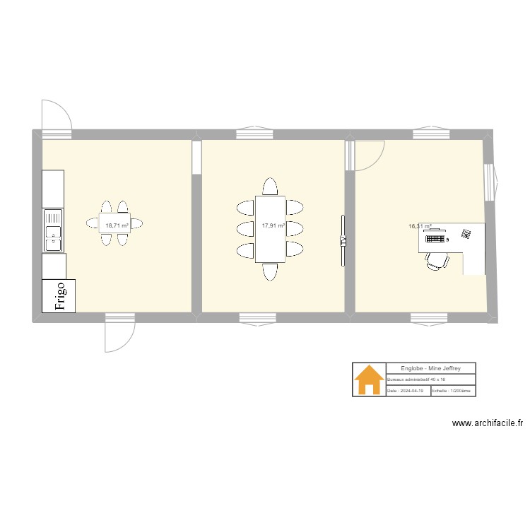 Bâtiment administratif - Mine Jeffrey. Plan de 0 pièce et 0 m2
