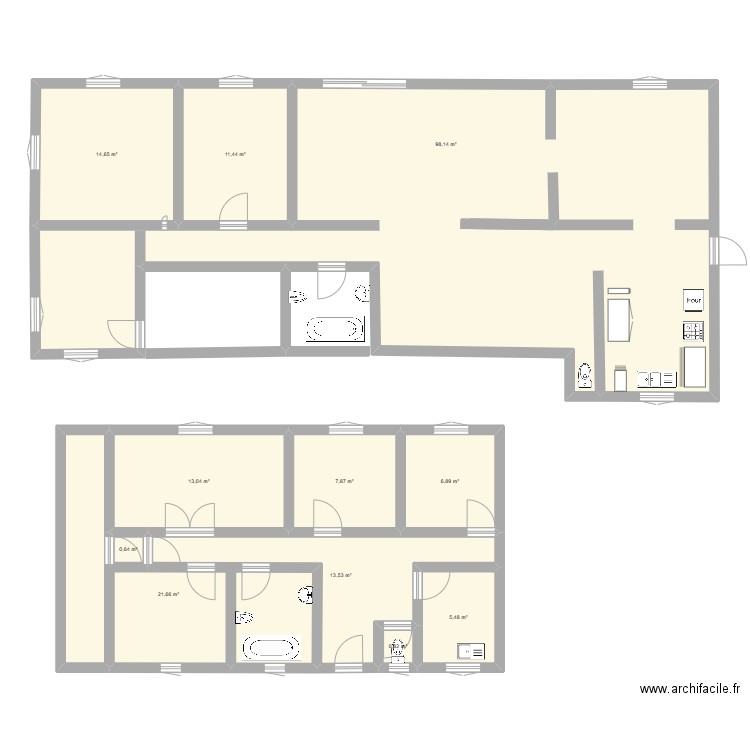Maison. Plan de 11 pièces et 194 m2