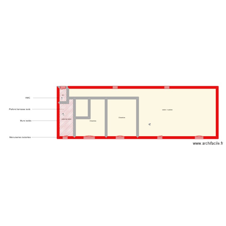 BARTSH étape 1 RDC. Plan de 6 pièces et 89 m2