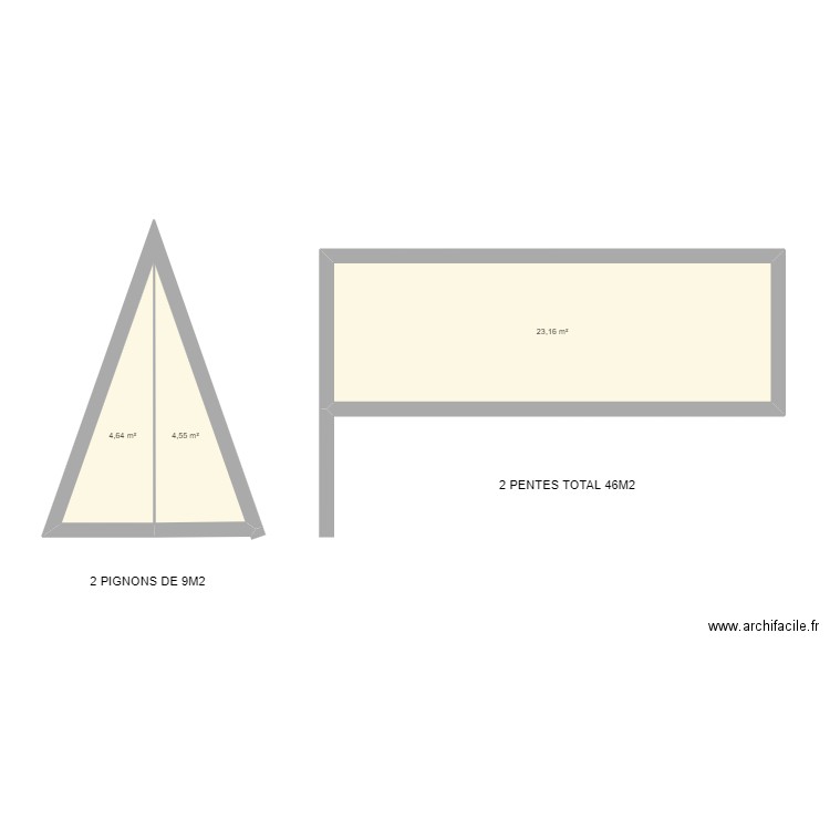 CALCUL SURFACE TOITURE PENTE. Plan de 3 pièces et 32 m2