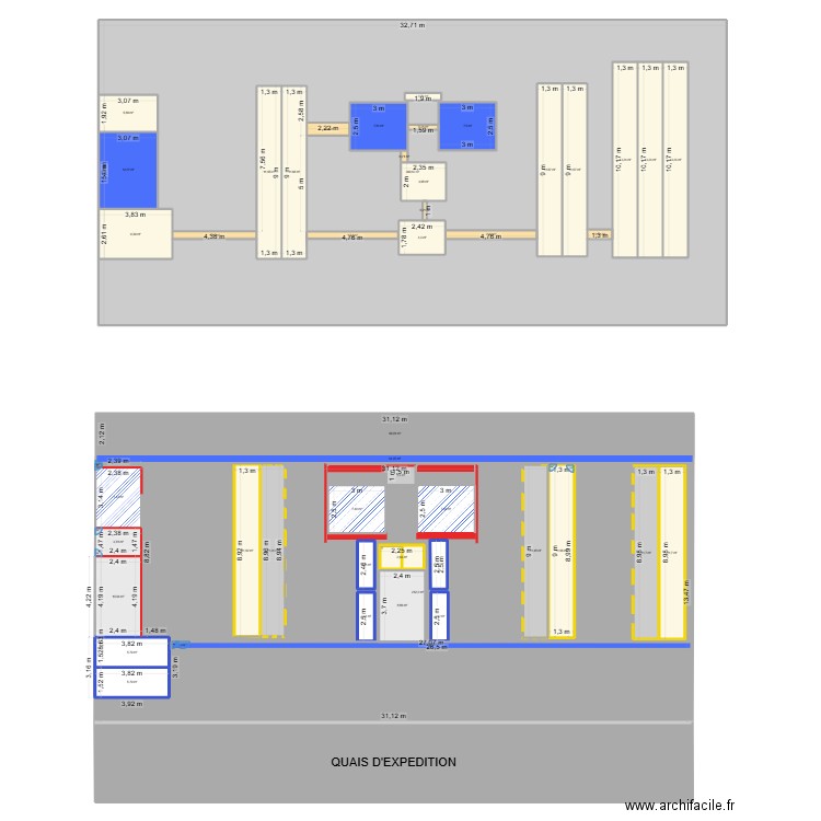 Plan projet marquages 1. Plan de 49 pièces et 1410 m2