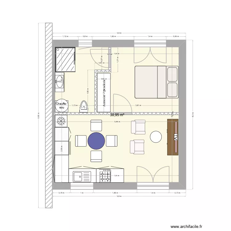 EXTENSION MAISON 1. Plan de 1 Pièce et 31 m² EXTENSION MAISON 1. Plan de 1 Pièce et 31 m²