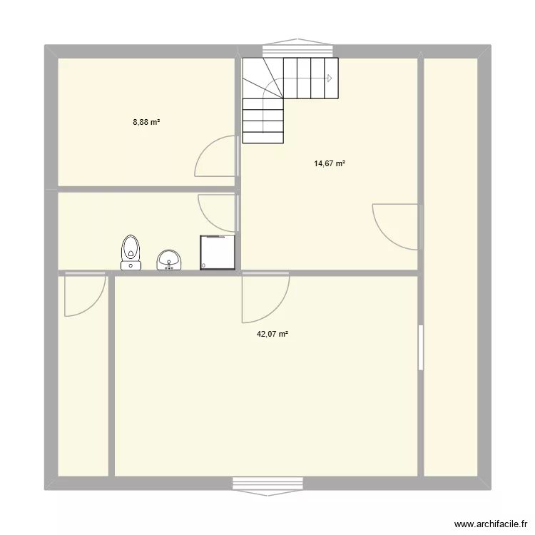 Etaga. Plan de 3  et 66 m²
