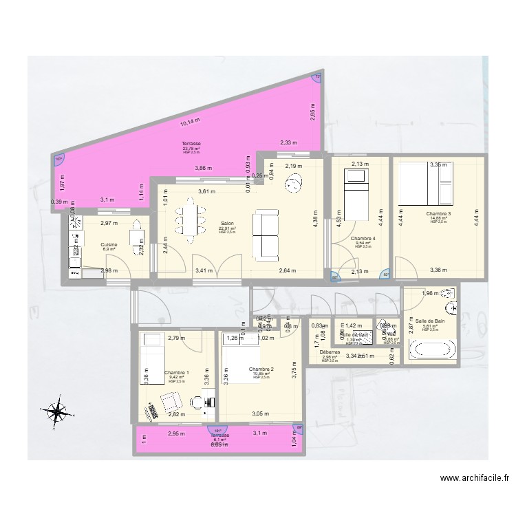 Appartement Rodez Les Haras. Plan de 12 pièces et 115 m2