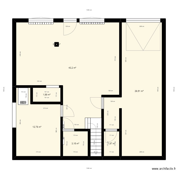 Maison RDC. Plan de 7 pièces et 93 m2
