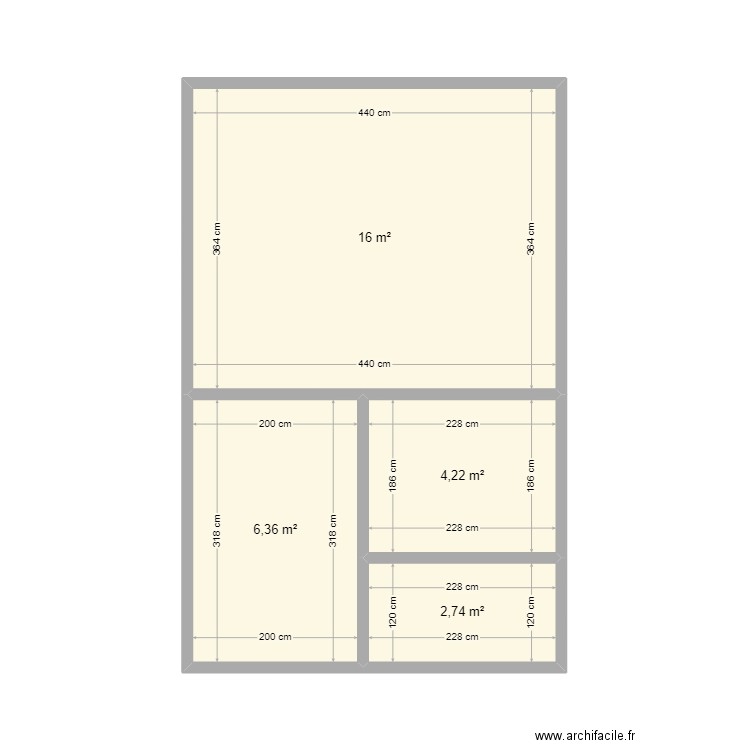 Plan Abengourou Studio. Plan de 4 pièces et 29 m2