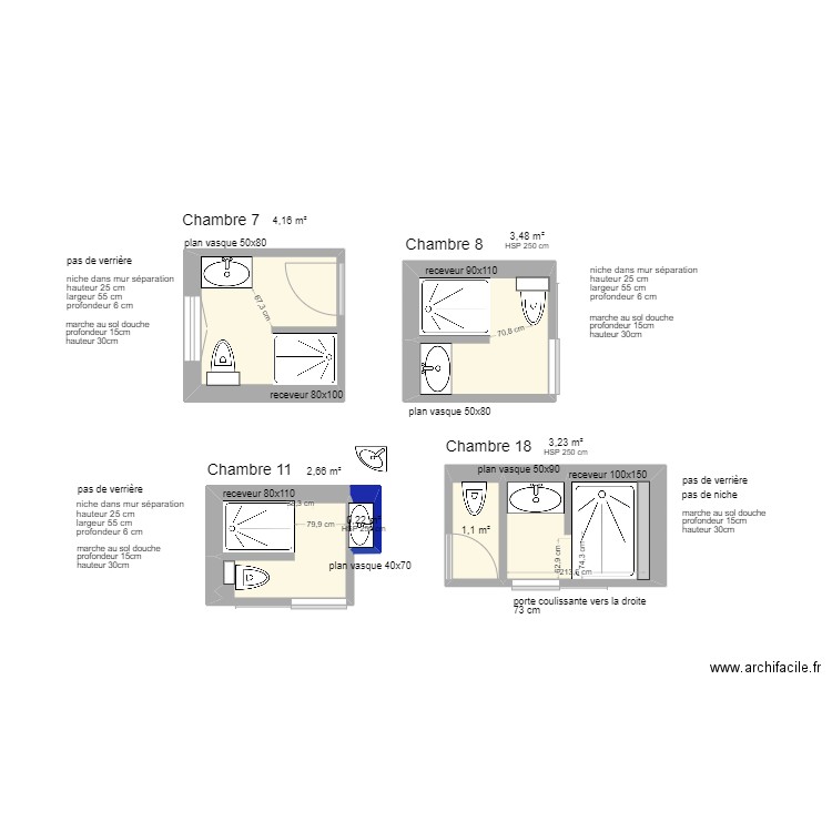 SDB Hotel BEAUSITE 7/8/11/18 final. Plan de 0 pièce et 0 m2