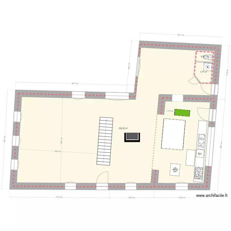 Etage APT projet sans refends. Plan de 