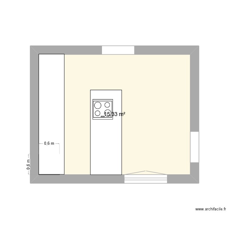 cuisine. Plan de 1 pièce et 15 m2