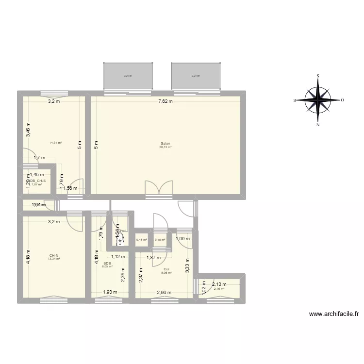 90M2_base. Plan de 10  et 86 m²