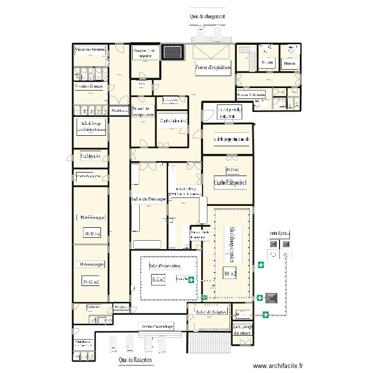 PLAN ABATTOIR prelide aux 09/06/25. Plan de 44 pièces et 887 m2