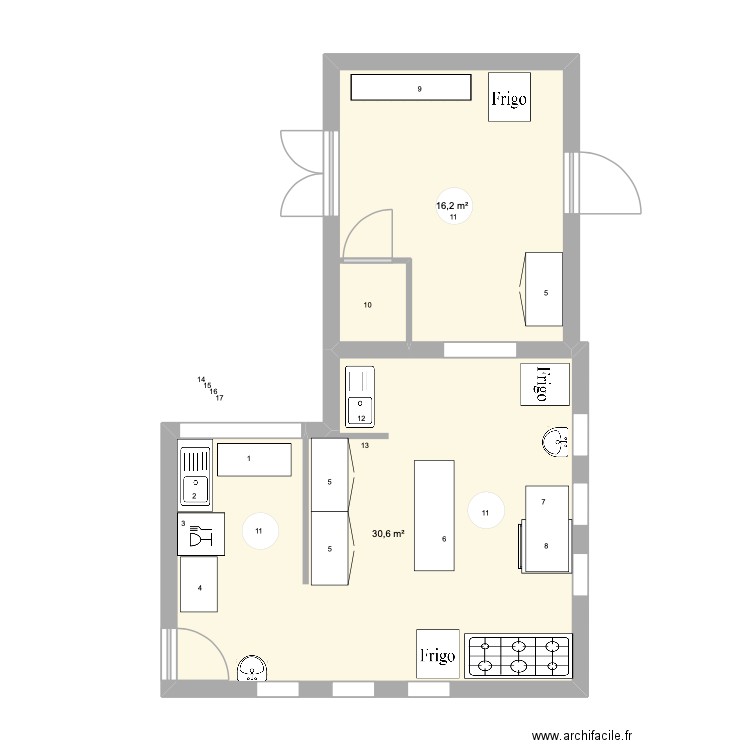 cuisine sc. Plan de 2 pièces et 47 m2