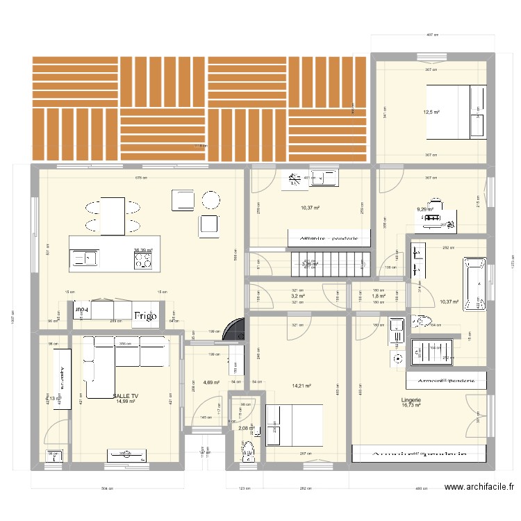 MAISON 1 RDC 1 SOUS SOL. Plan de 14 pièces et 144 m2