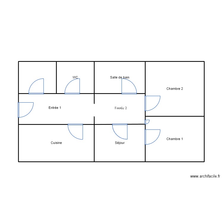 plan vide. Plan de 8 pièces et 53 m2