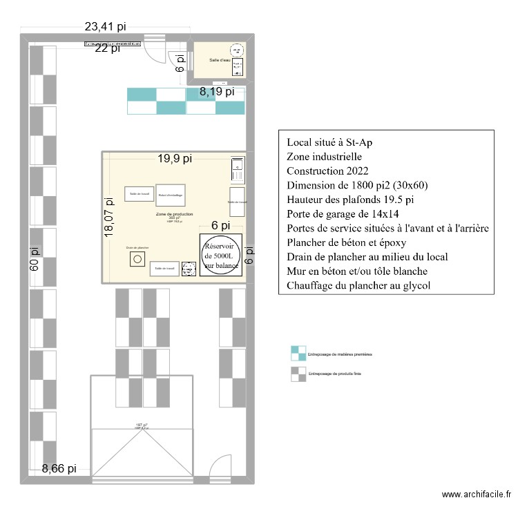 St-Ap. Plan de 3 pièces et 55 m2