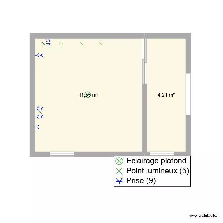 cuicui elec. Plan de 2  et 16 m²