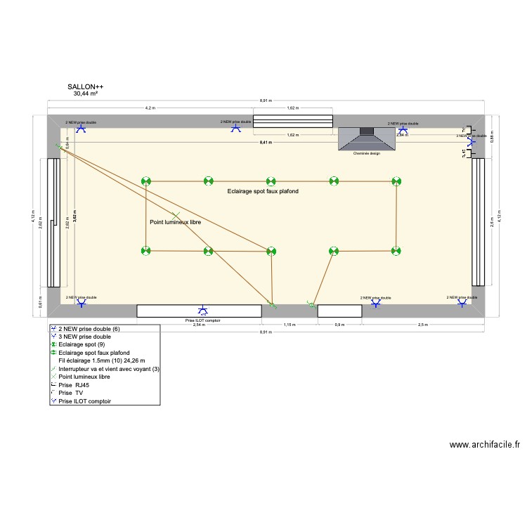 BRIART. Plan de 1 pièce et 30 m2