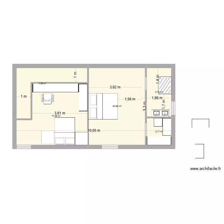 CHAMBRES 3-4 salle de bain + dressing OK. Plan de 5 et 55 m² CHAMBRES 3-4 salle de bain + dressing OK. Plan de 5 et 55 m²
