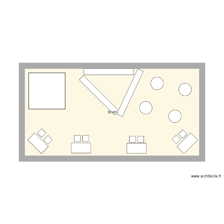 stand santé 3. Plan de 1 pièce et 32 m2